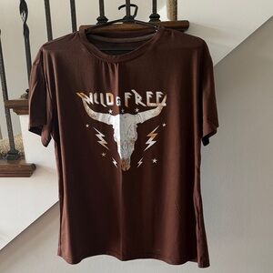 Wild & Free Brown Graphic T-Shirt